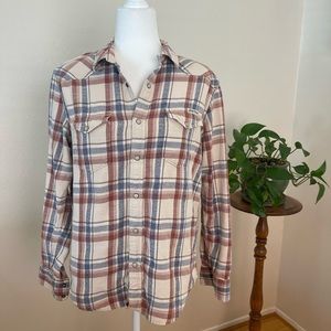 Lucky Brand Western Style Long Sleeve Flannel Shirt, Size Medium.